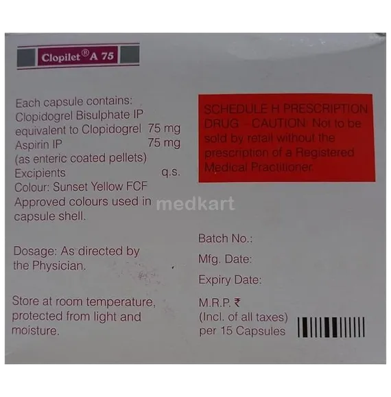 clopilet a 75mg tablet 15's